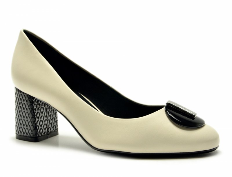 Czółenka 39 skóra złamana biel póbuty 11804 na obcasie CAPELLI ROSSI