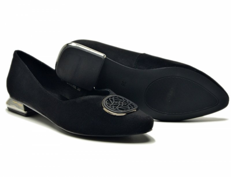 Baleriny półbuty 36 czarne zamsz POTOCKI 26-12808