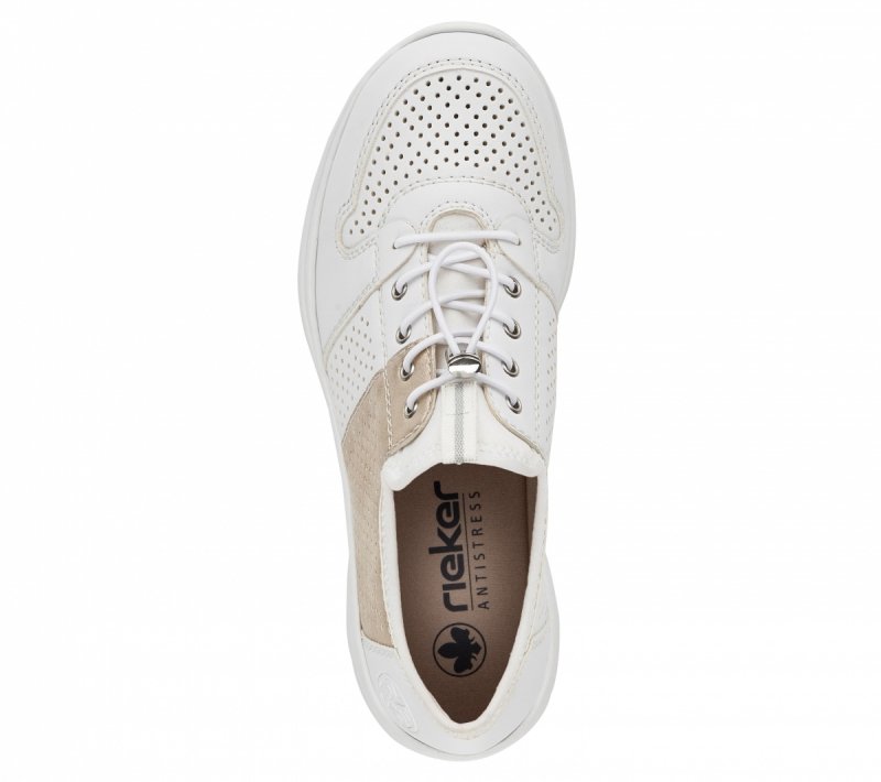 Półbuty sneakersy 37 RIEKER L3254 białe złote damskie żurowane