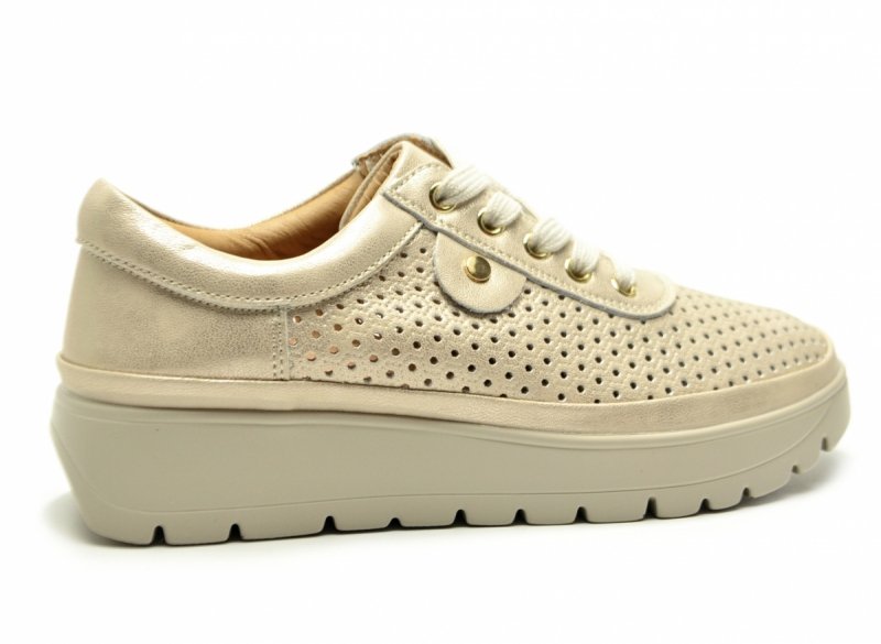 Półbuty 39 złote beżowe skóra VINCEZA 79629 skórzane ażurowane