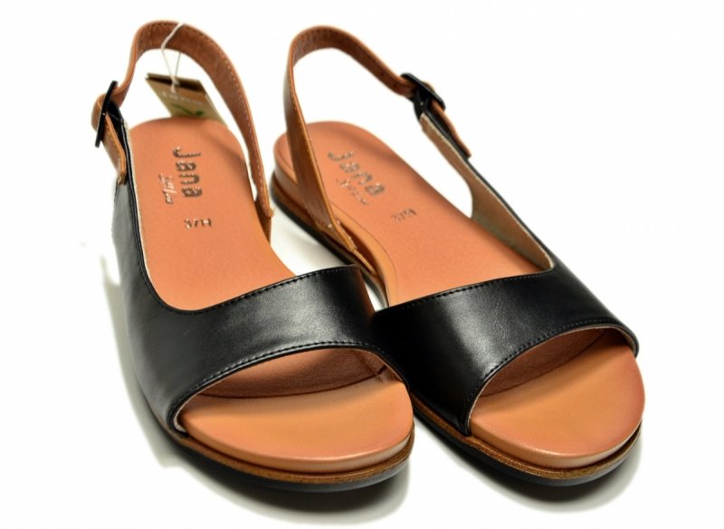 Sandały czarne 41 JANA 28160 sandałki płaskie brązowe
