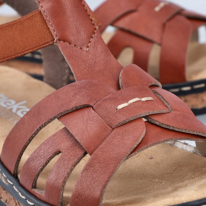 Sandałki brązowe 36 RIEKER 62918 na koturnie platformie brąz