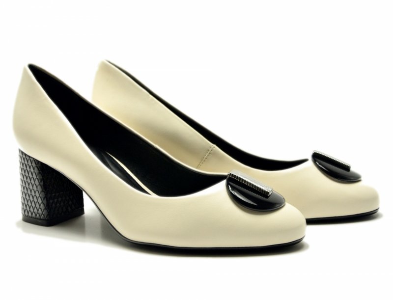 Czółenka 39 skóra złamana biel póbuty 11804 na obcasie CAPELLI ROSSI