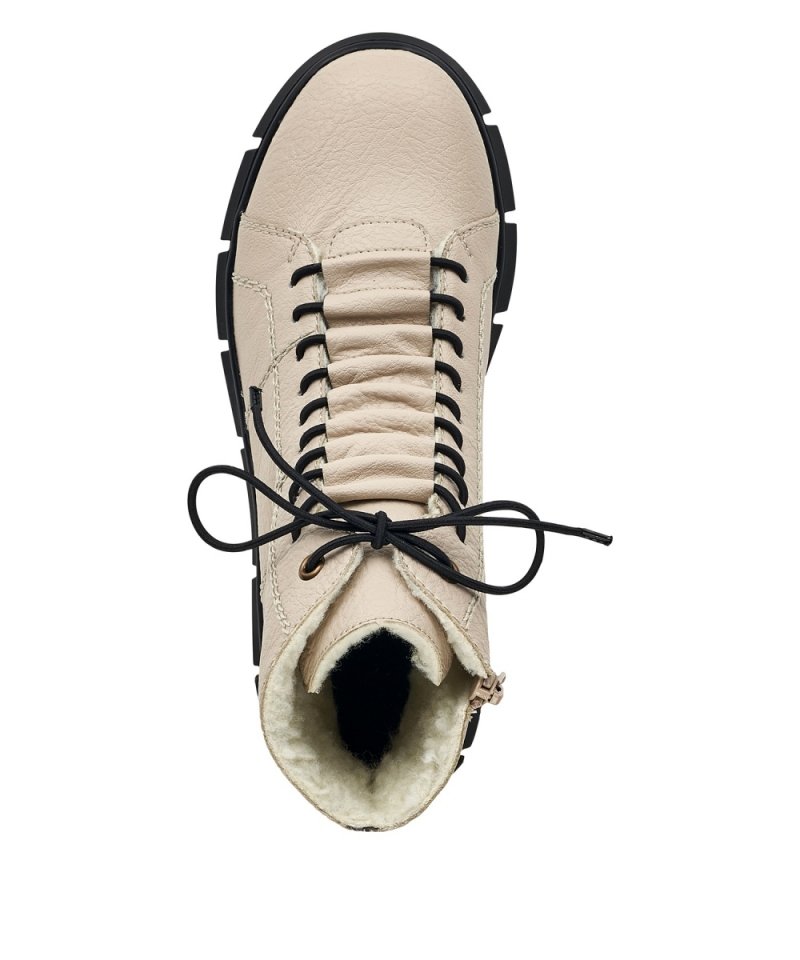 BOTKI 37 RIEKER 3428 beżowe damskie beż płaskie ocieplane