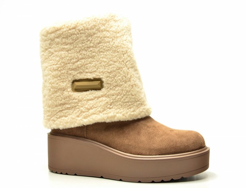 Kozaki botki 40 POTOCKI 11327 beżowe platforma damskie beż zamsz