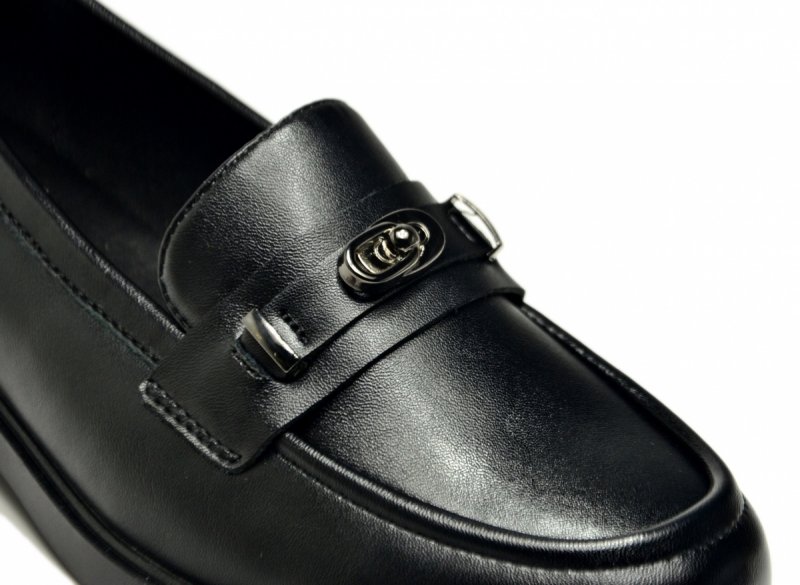 Mokasyny czarne skóra 40 półbuty VINCEZA 18123 skórzane damskie