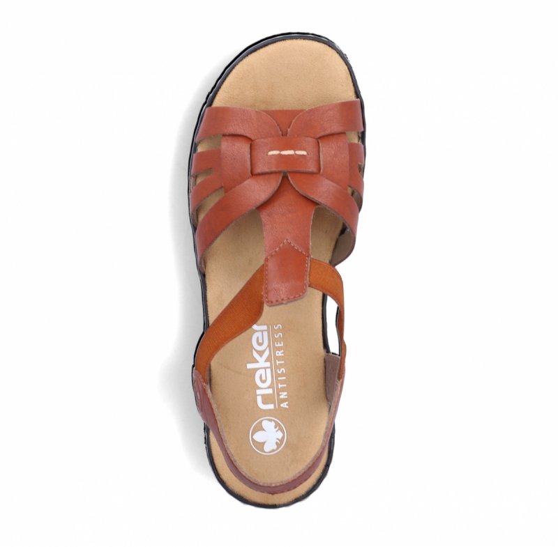 Sandałki brązowe 38 RIEKER 62918 na koturnie platformie brąz
