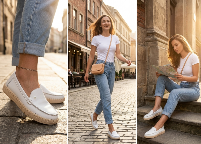 Mokasyny białe 36 skóra półbuty FILIPPO 7527 skórzane 