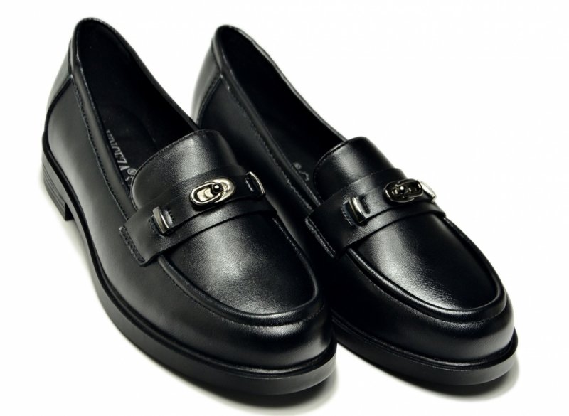 Mokasyny czarne skóra 40 półbuty VINCEZA 18123 skórzane damskie