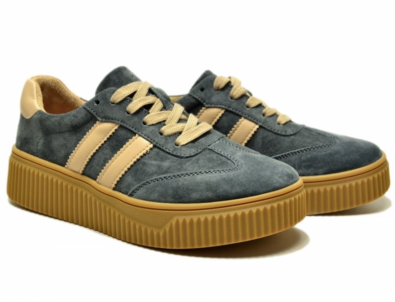 Półbuty sneakersy 37 skóra FILIPPO 6776 szare skórzane zamsz beżowe