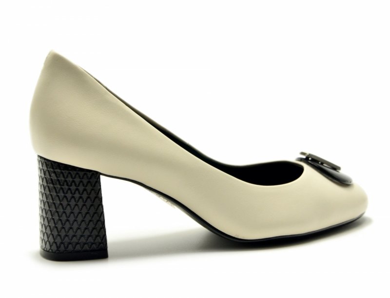 Czółenka 37 skóra złamana biel póbuty 11804 na obcasie CAPELLI ROSSI