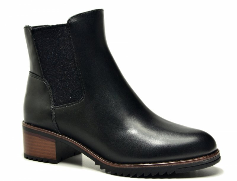 Botki 37 MARCO TOZZI skóra 25376 czarne skórzane brąz