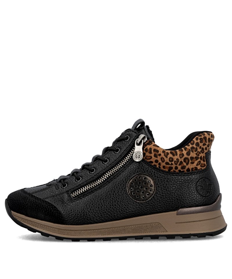 BOTKI sneakersy 40 RIEKER 1457 czarne damskie półbuty