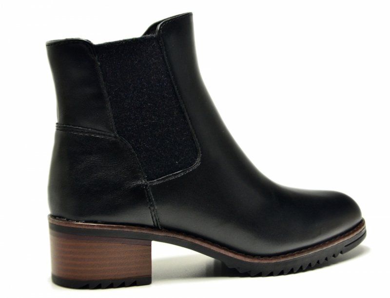 Botki 37 MARCO TOZZI skóra 25376 czarne skórzane brąz