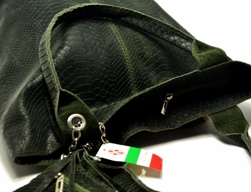 TOREBKA MIKO skóra zielona skórzana wąż