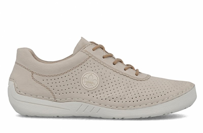Sneakersy 41 RIEKER 52546 skóra beżowe damskie półbuty beż