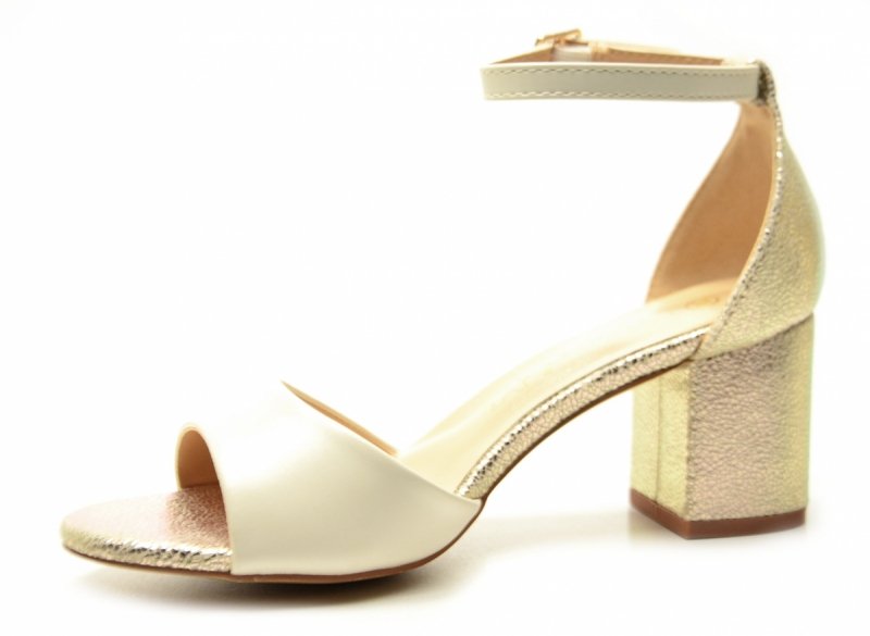 Sandałki damskie 38 złote beżowe na obcasie POTOCKI 20339