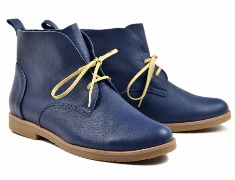 Botki półbuty skóra 39 GRACE granatowe 09232