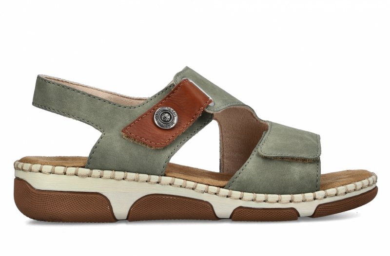 Sandałki zielone 38 RIEKER 66280 płaskie damskie