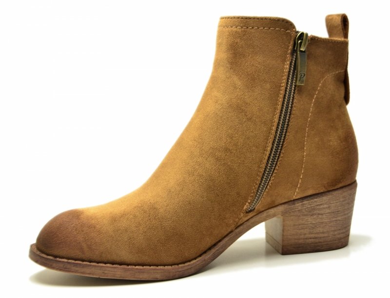 Botki 37 POTOCKI 12737 zamsz brązowe damskie brąz