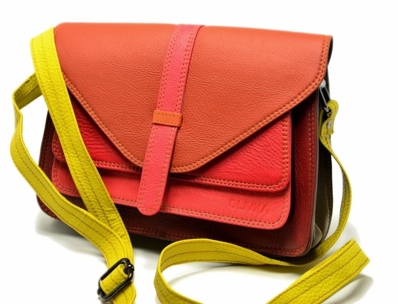 Torebka listonoszka OLIVKA skóra kolorowa skórzana 