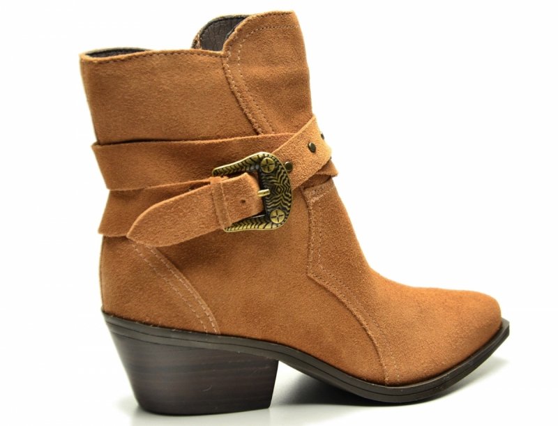 Botki 37 BOTTERO 347707 skóra kowbojki brązowe skórzane zamsz brąz