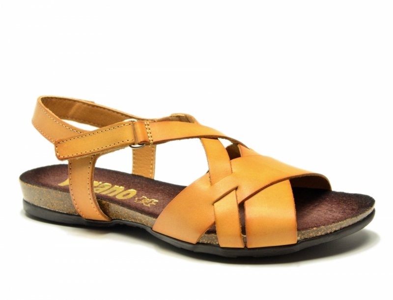 Sandały 36 skóra VERANO 674 camel skórzane płaskie