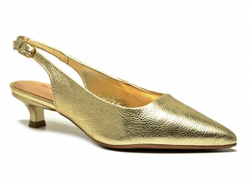Czółenka złote 41 kaczuszki skóra BOTTERO 372301 skórzane  z odkrytą piętą