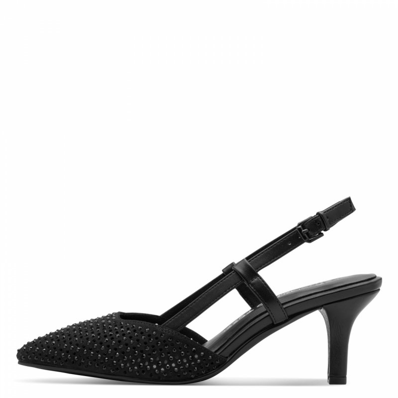 Czółenka czarne 38 MARCO TOZZI 29667 z odkrytą piętą