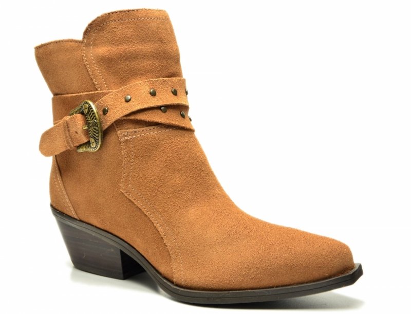 Botki 40 BOTTERO 347707 skóra kowbojki brązowe skórzane zamsz brąz