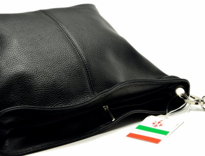 TOREBKA listonoszka MIKO skóra czarna skórzana damska