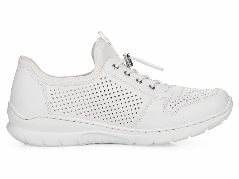 Półbuty sneakersy 41 RIEKER L3254 białe złote damskie żurowane