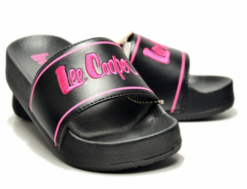 Klapki damskie 40 LEE COOPER 3530 czarne różowe