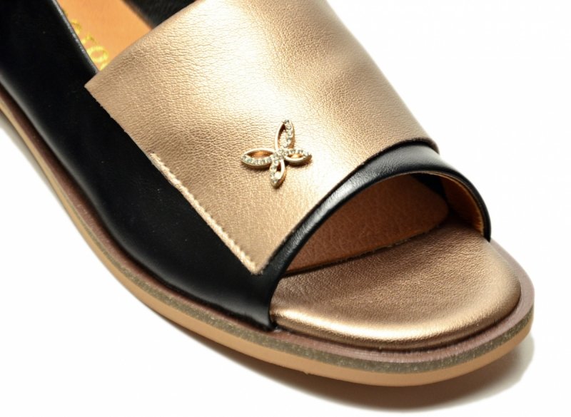 Baleriny czarne złote 39 skóra bez palcy POTOCKI 19397 damskie skórzane 