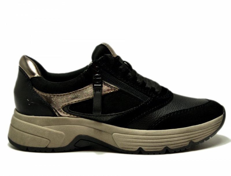 Półbuty 41 TAMARIS 83705 skóra sneakersy czarne skórzane haluksy