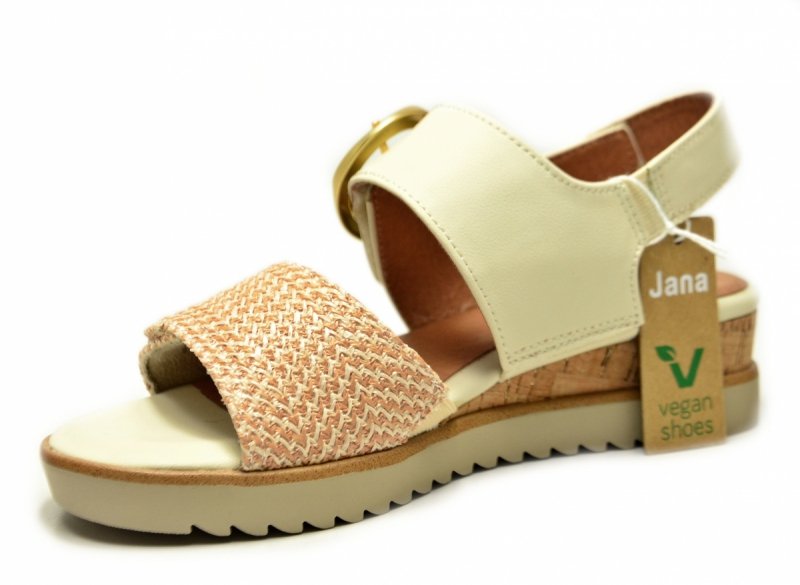 Sandały beż 38 JANA 28776 na platformie koturnie beżowe kremowe