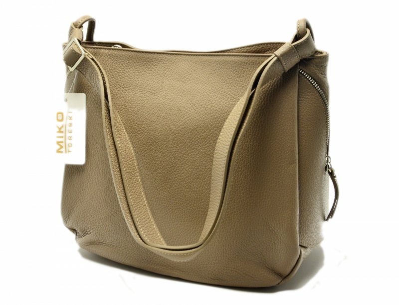 TOREBKA damska skóra MIKO skórzana taupe beżowa