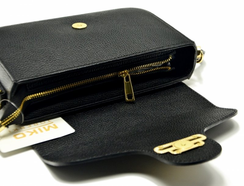 TOREBKA skóra listonoszka MIKO czarna skórzana 