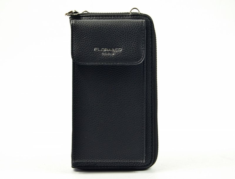 TOREBKA listonoszka portfel na telefon czarna FLORA&amp;CO 