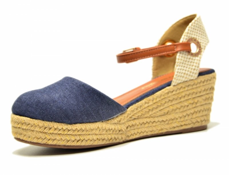 Sandały WRANGLER 37 BELA espadrylegranatowe na koturnie damskie beżowe