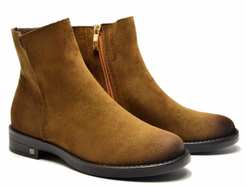 Botki 39 POTOCKI 12515 brązowe zamsz camel damskie płaskie brąz