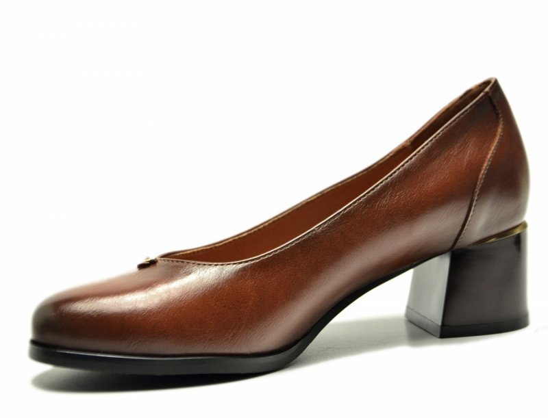 Czółenka 41 POTOCKI 12712 brązowe brąz na obcasie