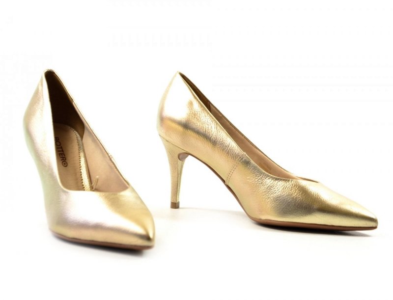 Czółenka 37 szpilki BOTTERO skóra złote skórzane 353721