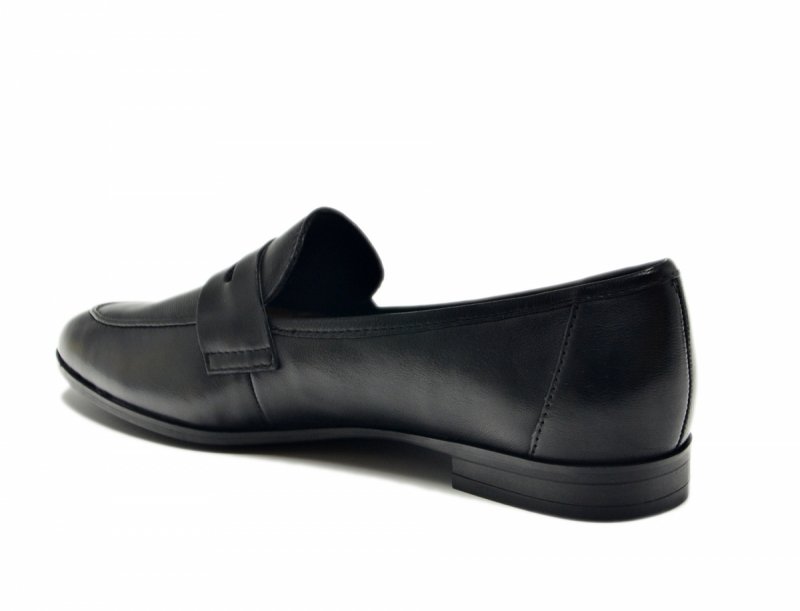 Półbuty mokasyny 41 MARCO TOZZI skóra 24218 czarne skórzane damskie