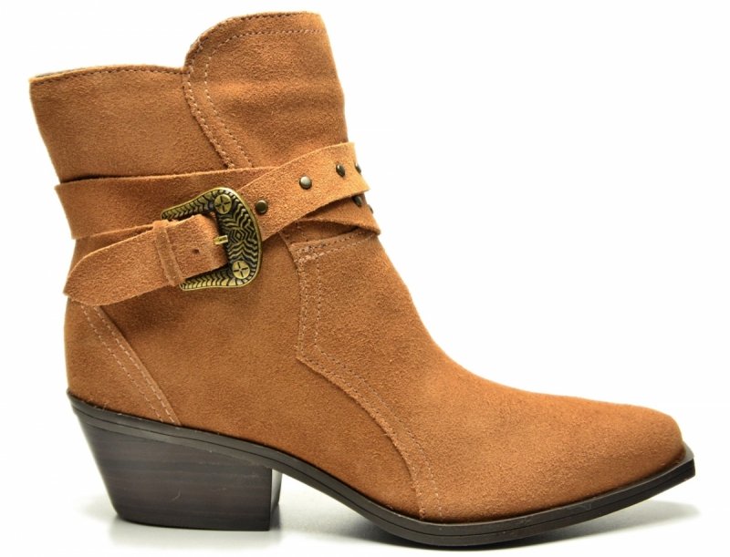 Botki 40 BOTTERO 347707 skóra kowbojki brązowe skórzane zamsz brąz