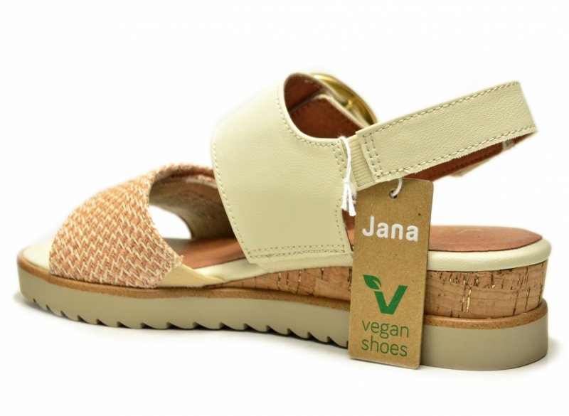 Sandały beż 37 JANA 28776 na platformie koturnie beżowe kremowe