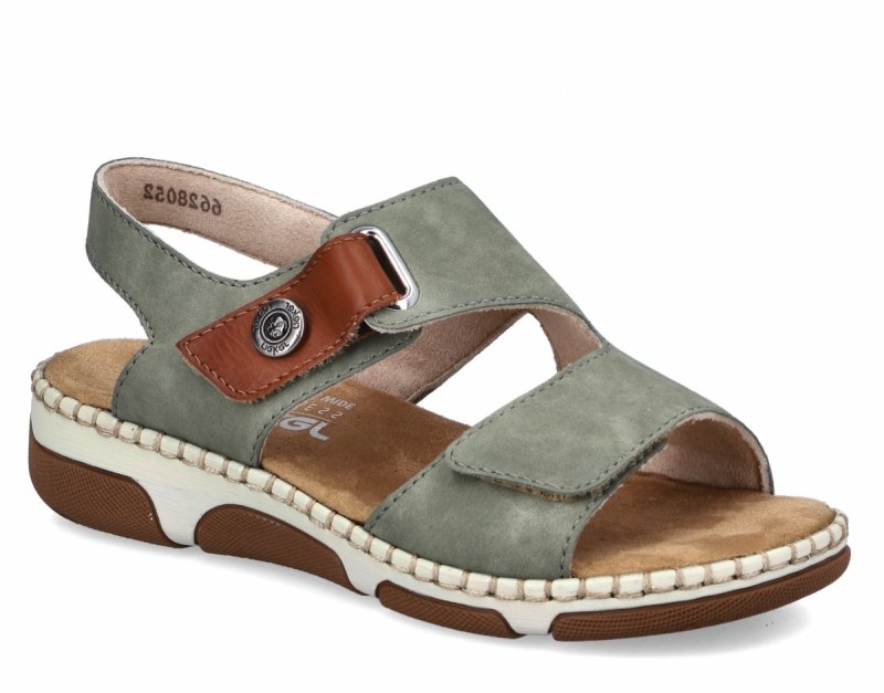 Sandałki zielone 38 RIEKER 66280 płaskie damskie