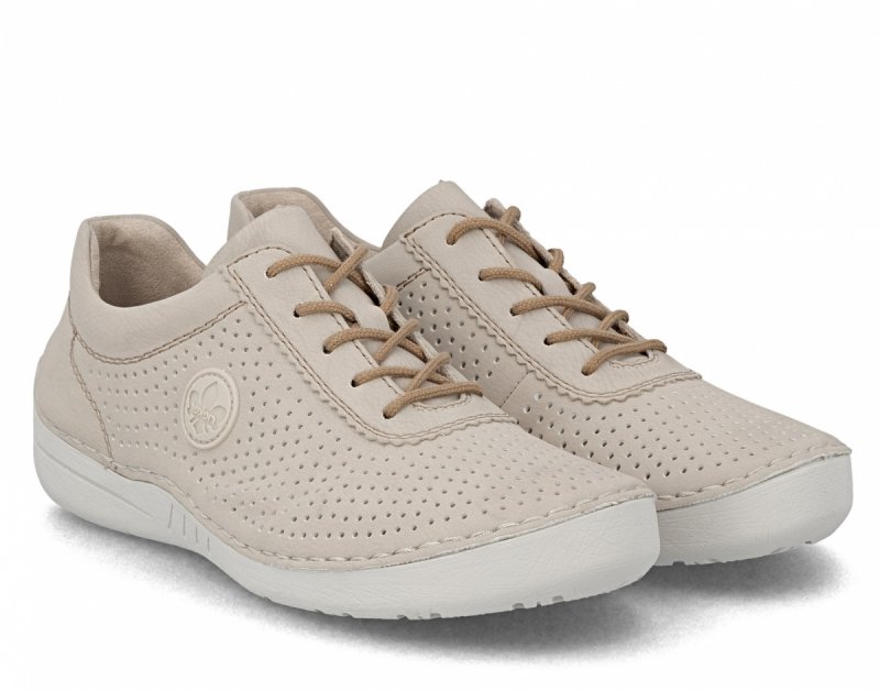Sneakersy 38 RIEKER 52546 skóra beżowe damskie półbuty beż