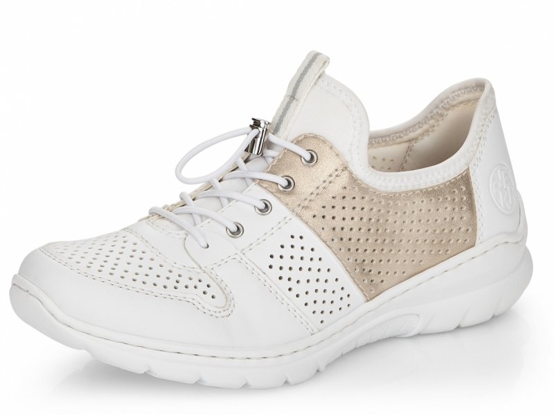 Półbuty sneakersy 37 RIEKER L3254 białe złote damskie żurowane