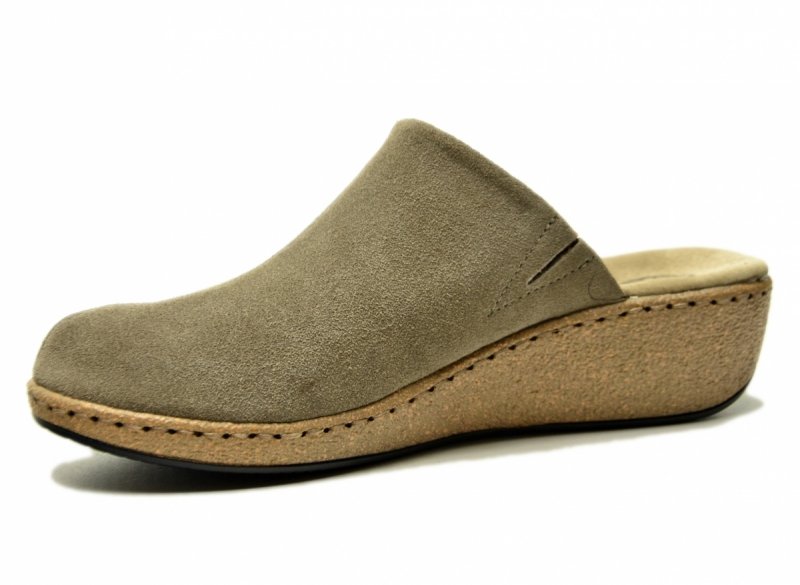 Klapki skóra 37 taupe FILIPPO 7567 skórzane na koturnie zamsz